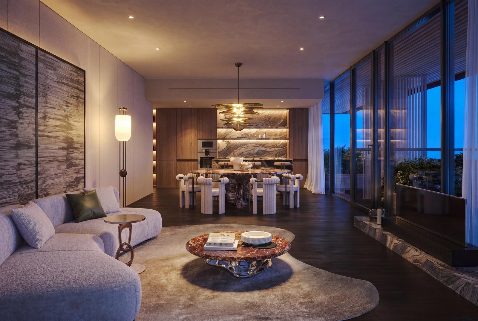 Emerald Villa evening living room